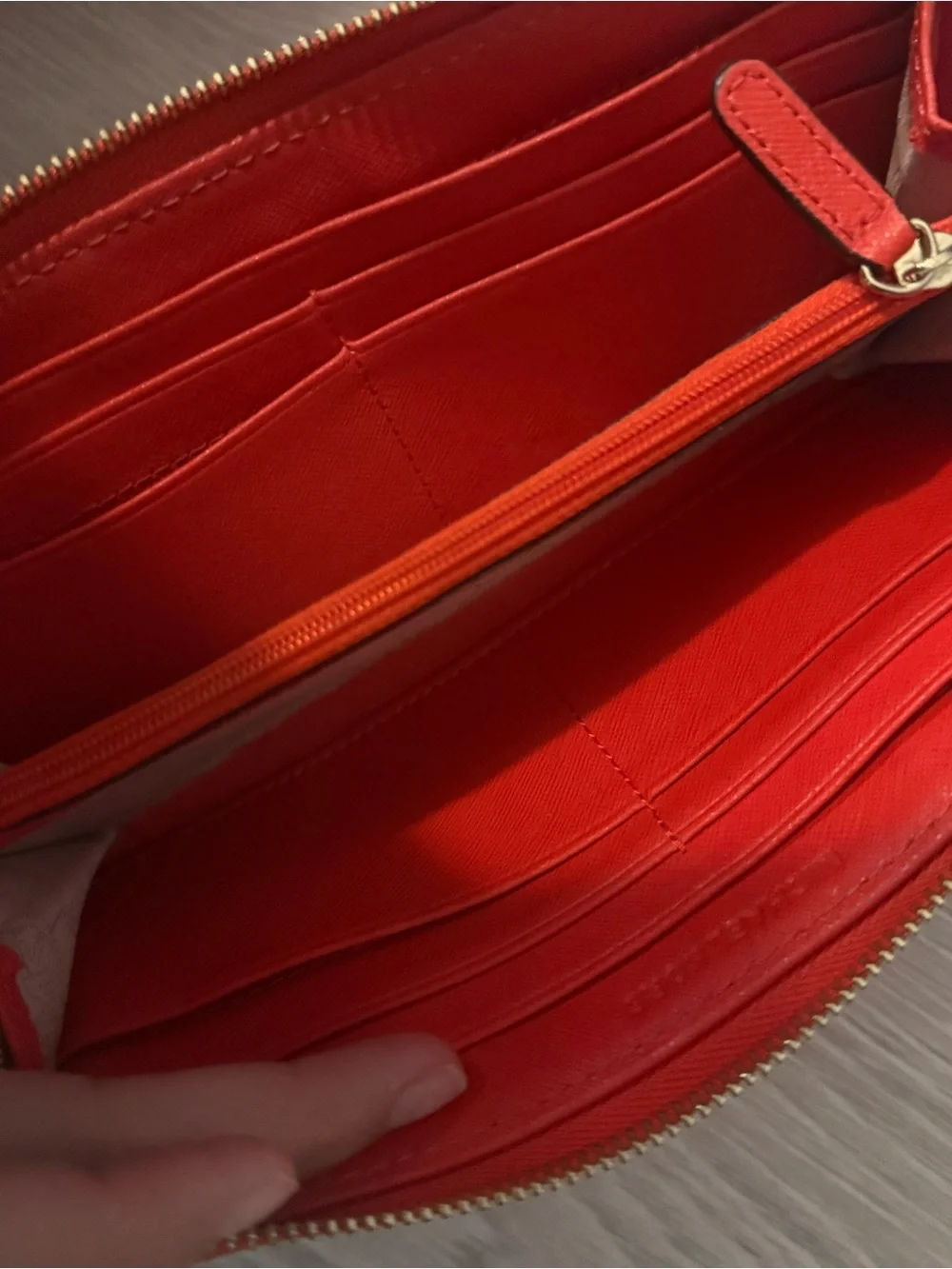 Michael Kors Red Saffiano Tote with Gold Chain Handles - Picture 11 of 12